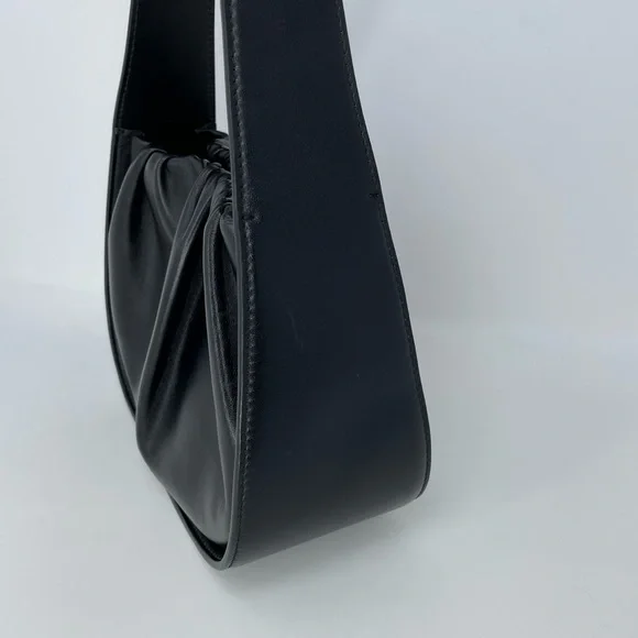 EUC Loeffler Randall Aris Gathered Ruched Petite Shoulder Bag Black Leather - Picture 8 of 15